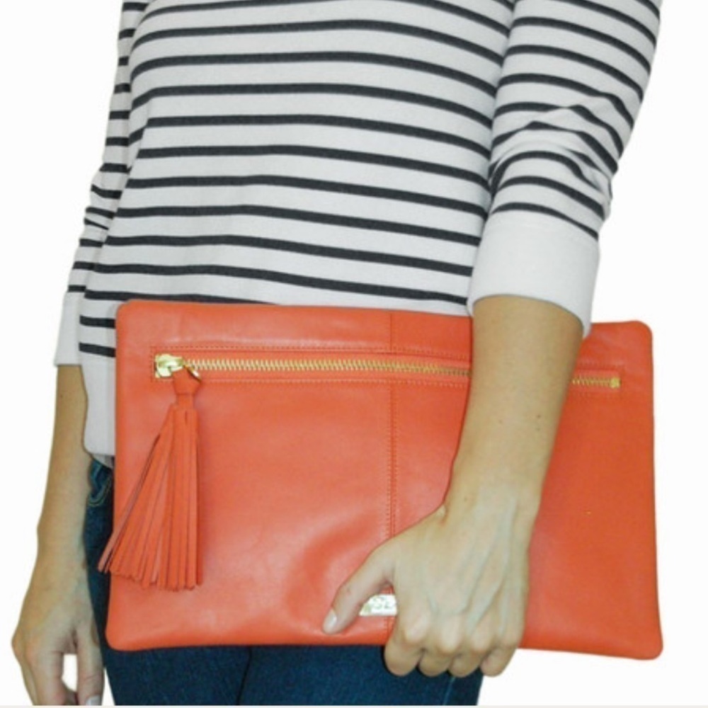 Holly Scott San Francisco Orange Leather Clutch